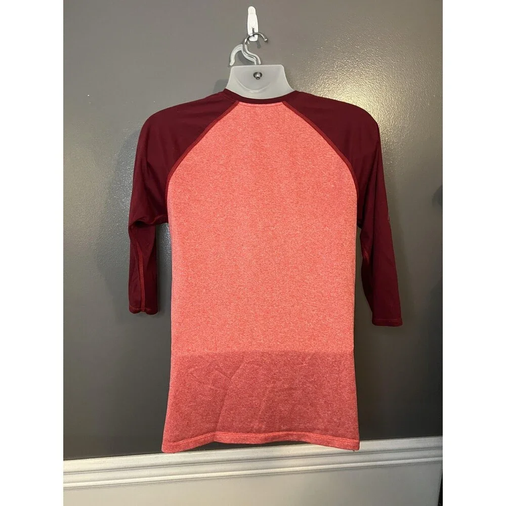 Nike Shirt Mens Small Red Maroon Dri-FIT Baseball 3/4 Sleeve Raglan Performance